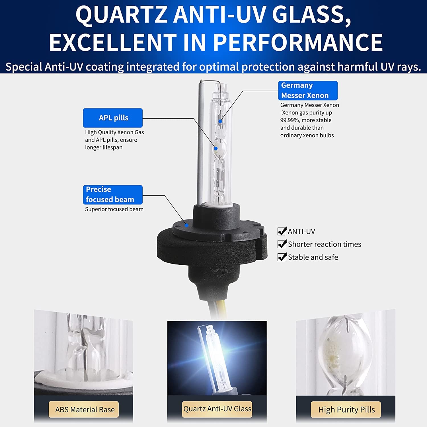 VLAND D2H Xenon Headlight Bulbs Car Headlamp Low Beam